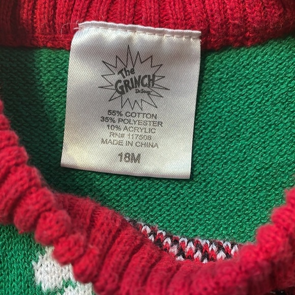 𝅺THE Grinch Christmas Sweater 18m Dr Seuss - Picture 2 of 3
